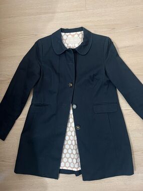 Banana Republic Black Single-Breasted Coat with Polka Dot Lining